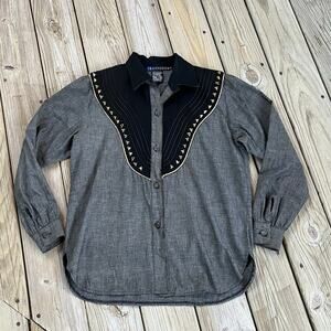IB Diffusion Women's Vintage Western Shirt Grey And Black Size 8